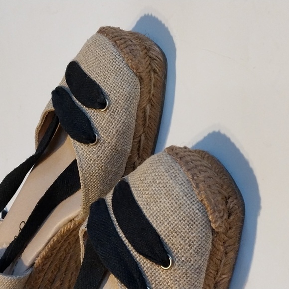 Gaimio Jutes Women's Tan and Black Espadrille Sandals Handmad Black Coton Straps - Picture 4 of 14